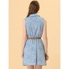 INSPIRE CHIC Women's Floral Sleeveless Half Placket Mini Belted Summer Dress - 4 of 4