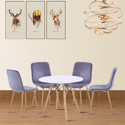 Akoasm Morden Fabric Dinning Chairs With Studry Legs 4 Pieces-Gray