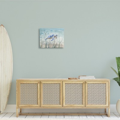 Baby Sea Turtle Blue and Green Canvas Wall Art