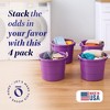 Homz 17-Gallon Indoor Outdoor Storage Bucket with Rope Handles for Sports Equipment, Party Cooler, Gardening, Toys and Laundry, Orchid Purple (4 Pack) - 2 of 4
