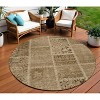 Brown And Beige Patchwork Washable Indoor Outdoor Area Rug - 2 of 4