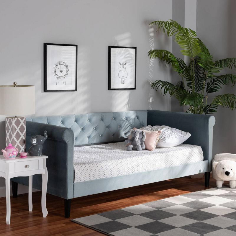 Cora Velvet Fabric Upholstered and Wood Daybed - Baxton Studio, 3 of 12