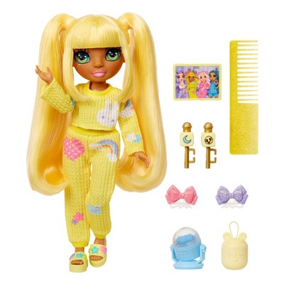 Rainbow High Jr High PJ Party Sunny Yellow 9&#39;&#39;Posable Doll with Soft One Piece Pajama, Slippers, Play Accessories