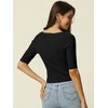 Seta T Women's Half Sleeve Square Neck Slim Fit Solid Ribbed Knit Sweaters - 4 of 4