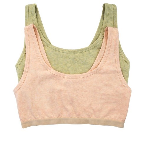 Felina Women's Organic Cotton Stretch Bralette 2-pack (aloe Wheat, Large) :  Target
