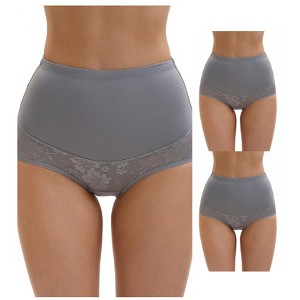 INSPIRE CHIC 3 Packs Women's High Waisted Floral Pattern Pants Butt Lifter Lace Shapewear Control Briefs - 1 of 4