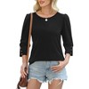 Women's 3/4 Sleeve Button Dressy Blouse Casual Round Neck Tops Summer Outfits Beach Plus Size Flowy Spring Shirt - 3 of 4