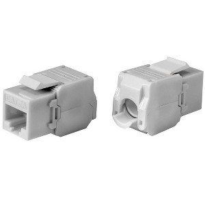 Monoprice Cat6A RJ45 Toolless 180-Degree Keystone Jack for 22-24AWG Solid Wire, White - 1 of 4