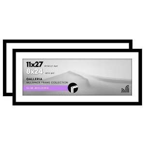 Americanflat 11x27 Picture Frame with Polished Plexiglass - Set of 2 - Use as 8x24 Frame with Mat or Display 11x27 Photo Without Mat - 1 of 4