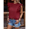 Women's Ruffle Sleeve Crew Neck Top  Pleated Casual Blouse - 3 of 4