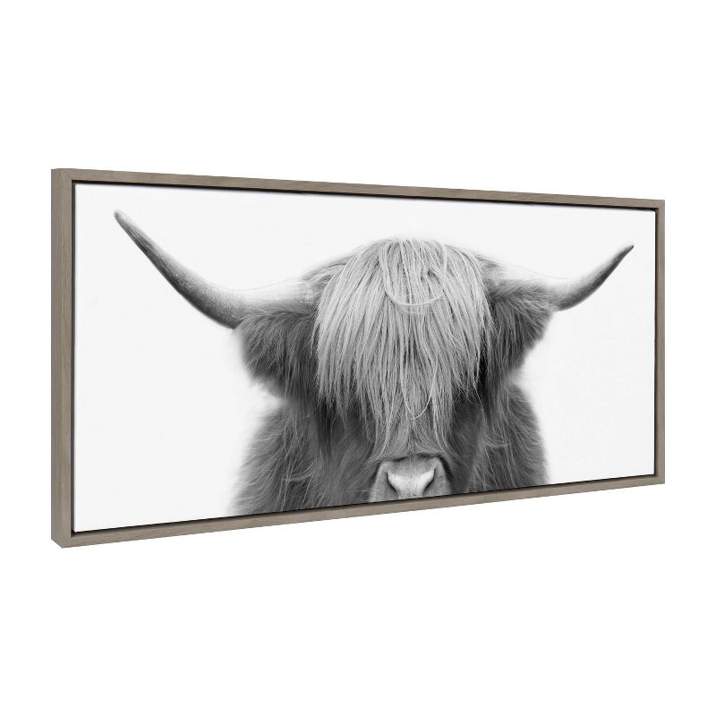 Sylvie Hey Dude Highland Cow by The Creative Bunch Studio Framed Wall Canvas Gray - Kate & Laurel All Things Decor, 3 of 14