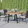 Flash Furniture All Weather Commercial Acacia Wood Top Patio Table with Metal Base-Natural/Black - 3 of 4