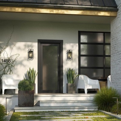 Goson 20" Black Industrial Outdoor Wall Light with Clear Glass