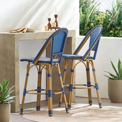 Set of 2 29" Outdoors PE Rattan Armless Barstools,Dark Brown-Christopher Knight Home