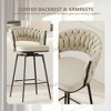 Lirago 360 degree Swivel Bar Chairs Set of 2-Black & White Metal Leg Stools with Soft Cushioned Backrest, Modern Kitchen & Dining Furniture - 4 of 4