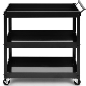 Tangkula 3-Tier Rolling Cart Storage Organizer Metal Utility Cart w/Wheels for Kitchen Library Office Black - 1 of 4