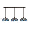 Toltec Lighting Any 3 - Light Chandelier in  Bronze with 16" Blue Mosaic Art Glass Shade - 2 of 2