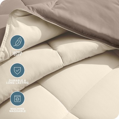Taupe and Sand Reversible Microfiber Down Alternative Comforter Set