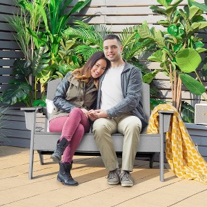 Costway  Patio Adirondack Chair Loveseat Bench HDPE Weather Resistant Deck Grey - 1 of 4
