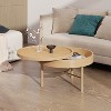 TIRAMISUBEST Modern Round Wood Rotating Tray Coffee Table with Storage & Metal Legs, Center Table with Rotating Top and Hidden Storage - 2 of 4