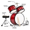 SEVOBAL Drum and Percussion Accessories, 14"x10" 3-Piece Junior Kids Drum Set Kit with Stool, Cymbal, and Accessories, Red, 19.69"*15.75"*14.17" - 3 of 4