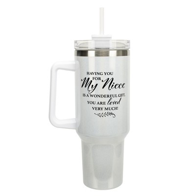 Elanze Designs My Niece Gift You Are Loved 40 oz. Stainless Steel, Large Water Bottle Coffee Mug, Spill & Leak Resistant, Thermal Travel Tumbler with