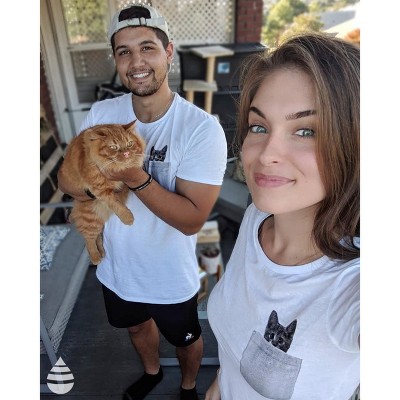 Мужские футболки Crazy Dog T-Shirts, Inc. Mens Pocket Cat T Shirt Funny Printed Peeking Pet Kitten Animal Tee for Guys - Crazy Dog Men's T Shirt for Animal Lovers White XL — фото 4