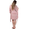 Memoi Women's Crushed Velvet Floral Lace Trim Robe Rose L - 3 of 4