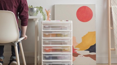 Black 5-Drawer Plastic Scrapbook Storage Cart with Organizer Top