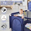 Skirfy 50"x50" Baby Playpen with 30 Ocean Balls, Soft Mesh Baby Fence with Basketball Hoop, Blue Baby Playard - 3 of 4
