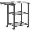 Outsunny 3-Shelf Outdoor Grill Cart Table with Foldable Side Table, Stainless Steel Tabletop, 22" x 16.1" Pizza Oven Stand with Hooks, Silver - 4 of 4