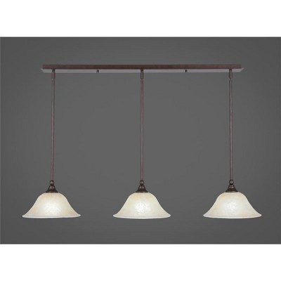 Toltec Lighting Any 3 - Light Chandelier in  Bronze with 10" Amber Marble  Shade