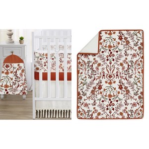 Sweet Jojo Designs Girl Crib Bedding + BreathableBaby Breathable Mesh Liner Boho Floral Wildflower Orange and Ivory 6pc - 1 of 4