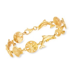 Ross-Simons 18kt Gold Over Sterling Silver Sea Life Link Bracelet - 1 of 4