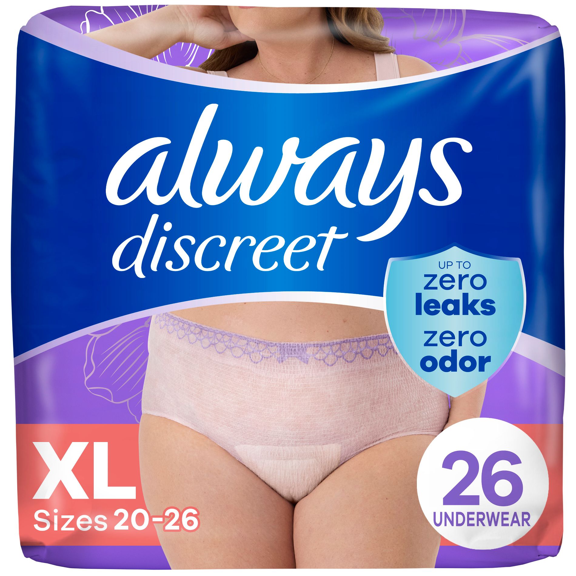 Always Discreet Adult Postpartum Incontinence Underwear for Women - Maximum Protection