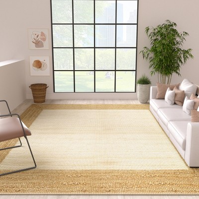 Maxax Rustic Jute Door Mat， Natural Fiber Jute Rug Solid Center for Entryway and Hallway