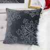 TopComfy Support Pillow Gray Velvet Holiday Throw Pillow with Silver Snowflake Embroidery for Sofa, Gray, 17"*17"*10" - 4 of 4