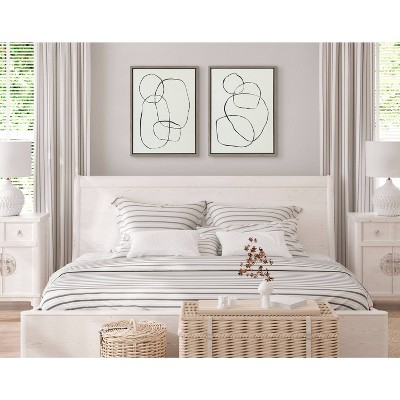 Sylvie Modern Abstract Black and White Canvas Art Set