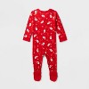 Baby Santa Print Ribbed Holiday Matching Family Footed Pajama - Wondershop™ Red - 2 of 4