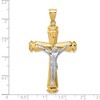 Black Bow Jewelry Men's 14k Two Tone Gold Satin or Polished Crucifix Pendant, 31 x 56mm - 4 of 4