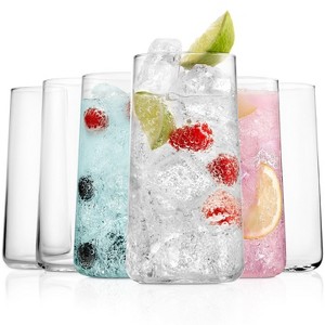 BENETI Modern Highball Drinking Glasses, Handmade European Crystal Glasses Set of 6, 18oz - 1 of 4