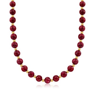 Ross-Simons 215.00 ct. t.w. Ruby Bead Necklace With 14kt Yellow Gold