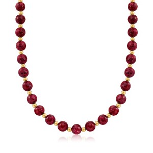 Ross-Simons 215.00 ct. t.w. Ruby Bead Necklace With 14kt Yellow Gold - 1 of 3
