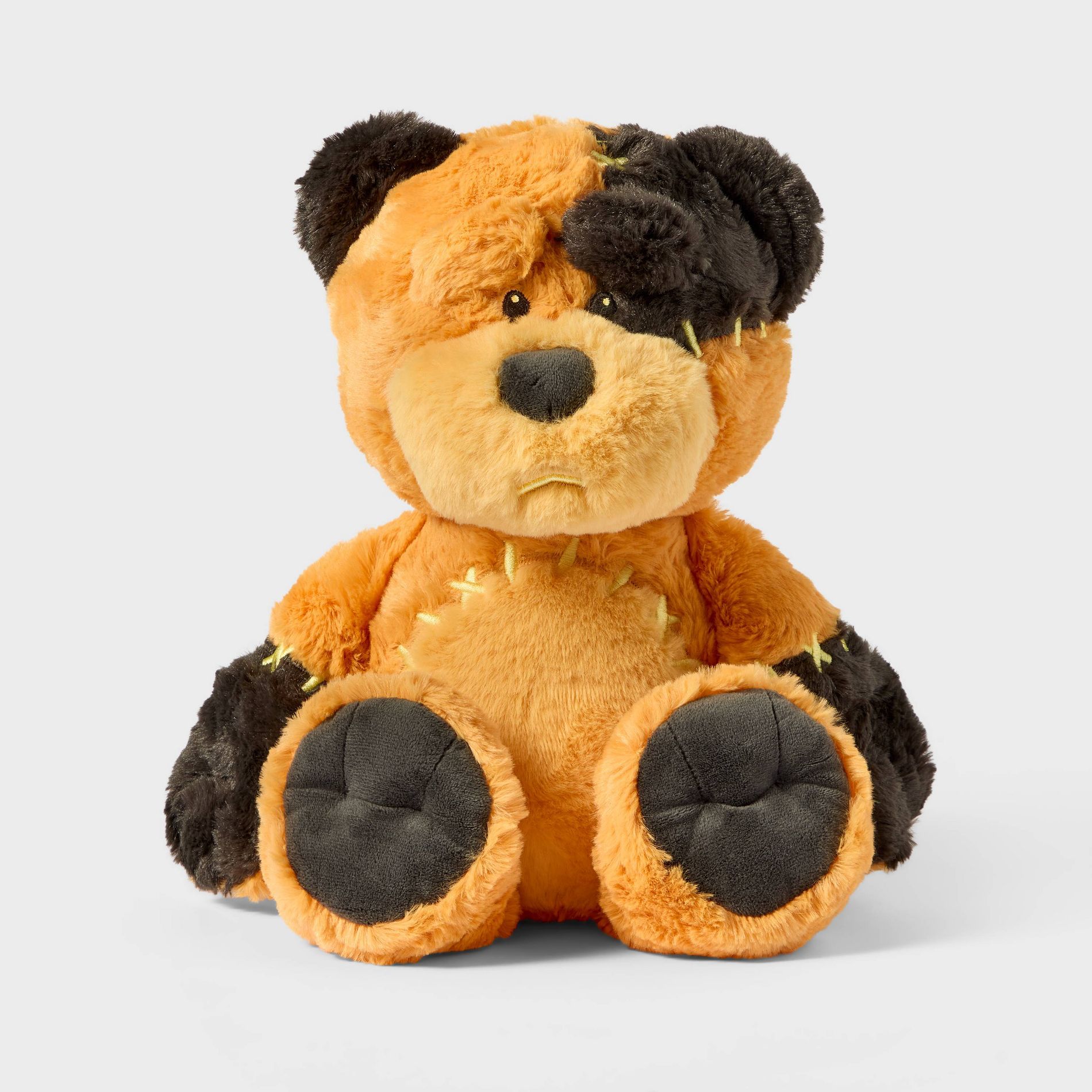 11.5" Orange/Black Frankenbear Stuffed Animal - Gigglescape™