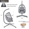1 Piece Patio Foldable Hanging Upholstered Swing Chair,Outdoor Egg Chair With Stand And Metal Frame,Porch Basket Swing Chair-Coolbibila - 4 of 4