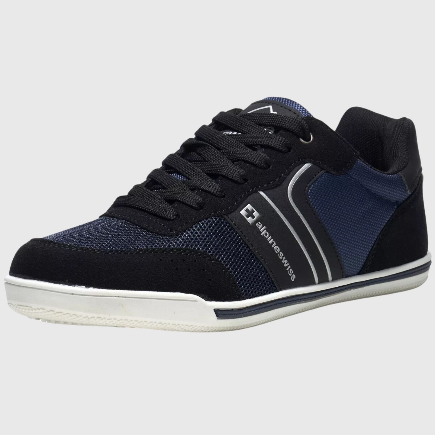 Мужские кроссовки Alpine Swiss Liam Casual Shoes Suede Trim Fashion Sneakers Low Top Lace Up Stylish Tennis Shoes BLK — фото 1
