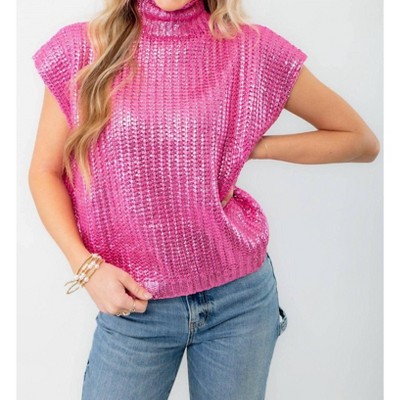 Women's Foil Sleeveless Sweater - SHE + SKY
