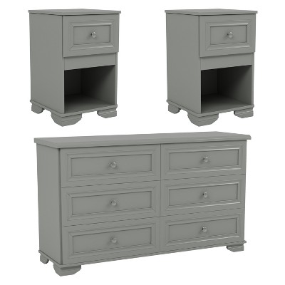 Bella Depot 3-Pieces Bedroom Set with 6-Drawer Dresser and Nightstands