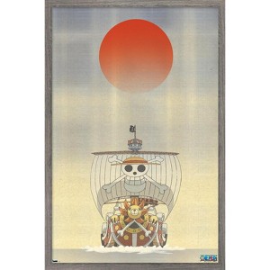 Trends International One Piece - The Thousand Sunny Artistic Framed Wall Poster Prints Barnwood Framed Version 22.375" x 34" - 1 of 4
