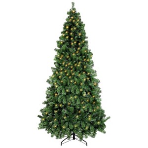 LOVMOR 6.5ft Artificial Christmas Tree with 250LED Warm White Light and 1000 Branch Tips, Pre-lit Green Christmas Tree - 1 of 4